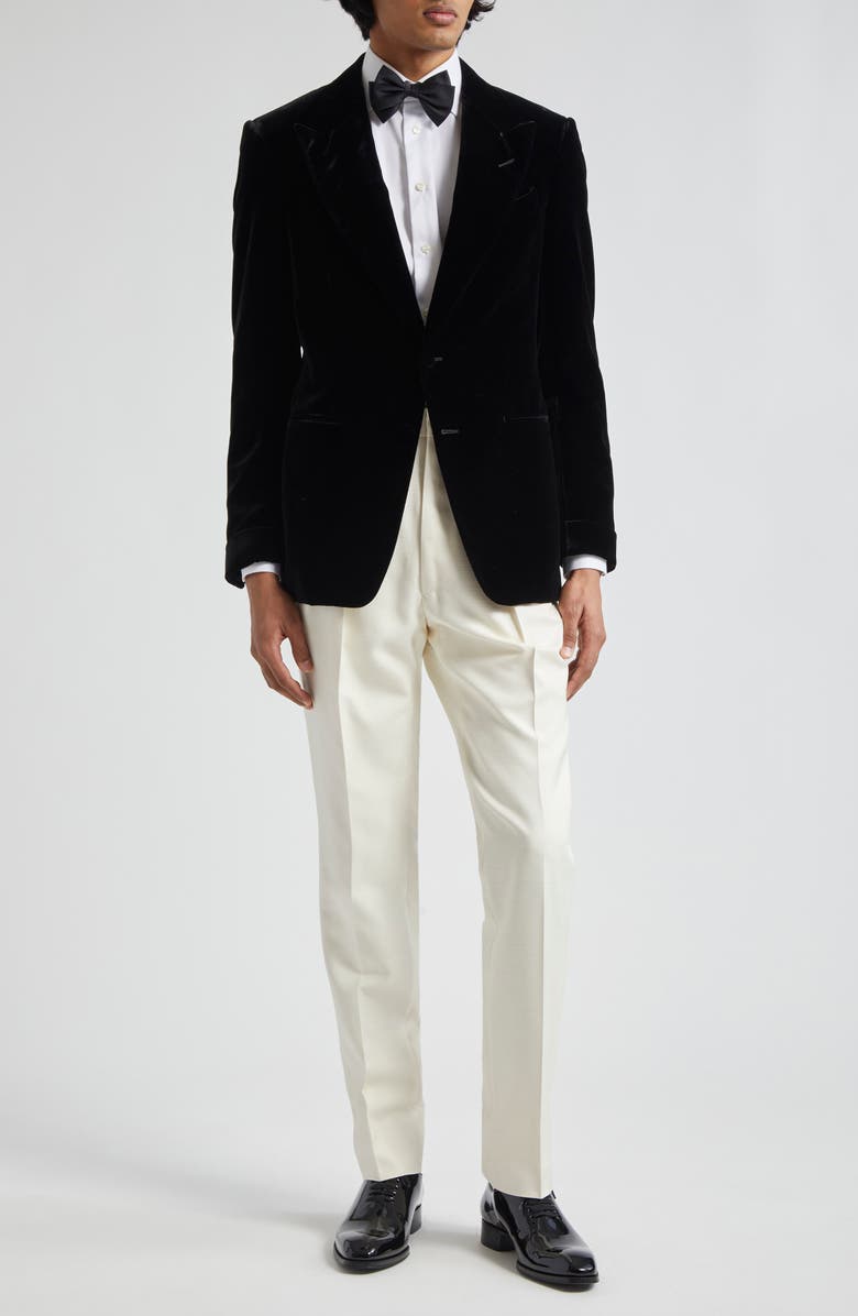 TOM FORD Atticus Tailored Silk Trousers, Alternate, color, Bone