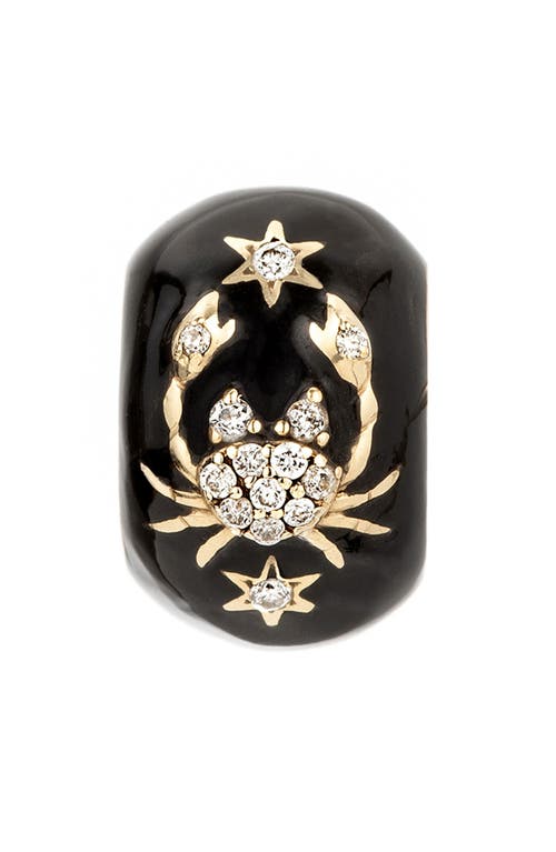 Shop Adina Reyter Zodiac Ceramic & Diamond Bead Charm In Yellow Gold - Cancer