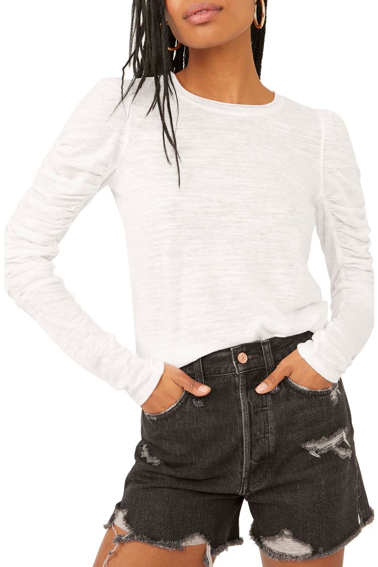 Natasha Ruffle Sleeve Top, Main, color, WHITE