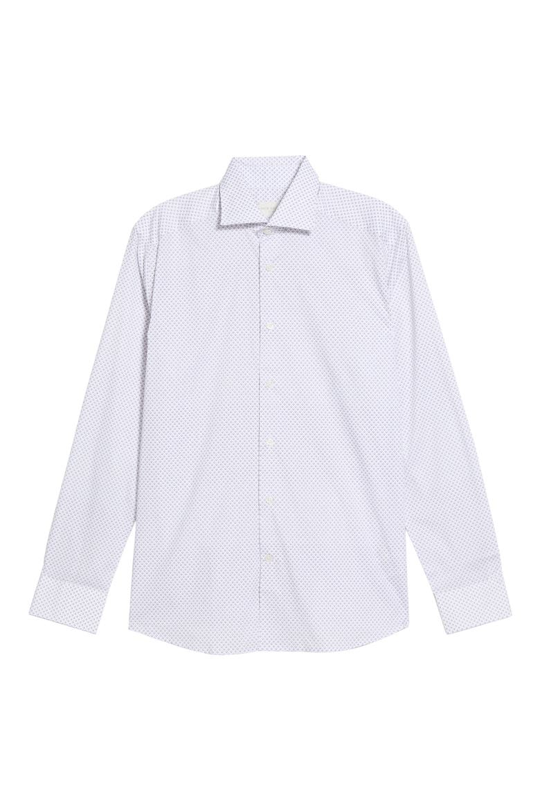 Diamond Print Stretch Cotton Button-Up Shirt, Main, color, PURPLE