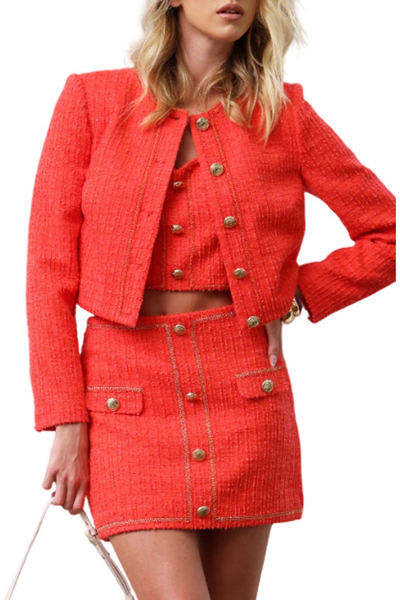 Kit Tweed Jacket, Main, color, CORAL TWEED