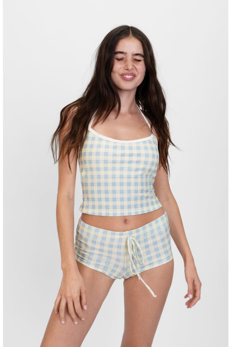 Tankini Top, Alternate, color, Light Blue Plaid