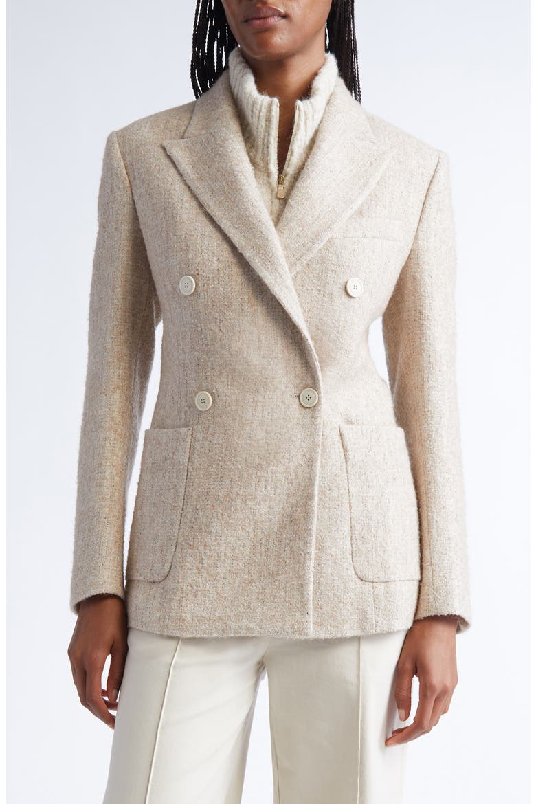 Double Breasted Tweed Blazer, Main, color, 02 SAND