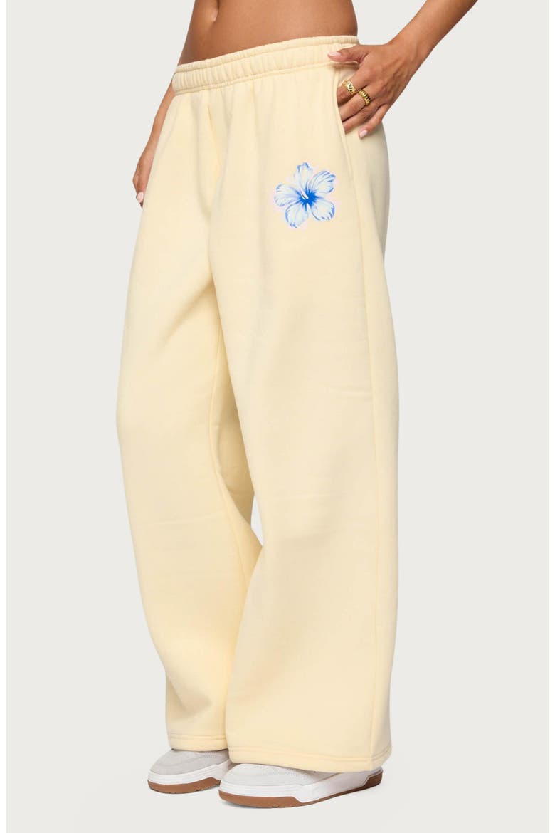 Tropical Blooms Wide Leg Sweatpants, Alternate, color, YELLOW