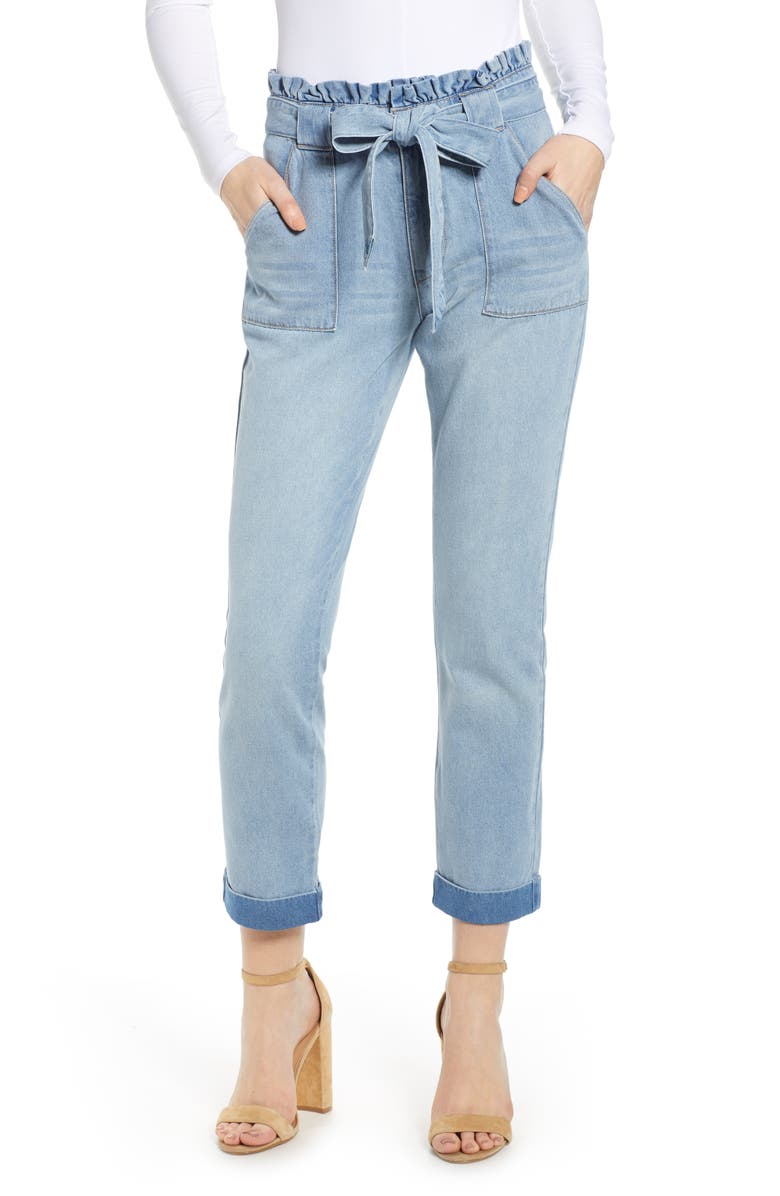 Tinsel Belted Paperbag Waist Jeans, Main, color,