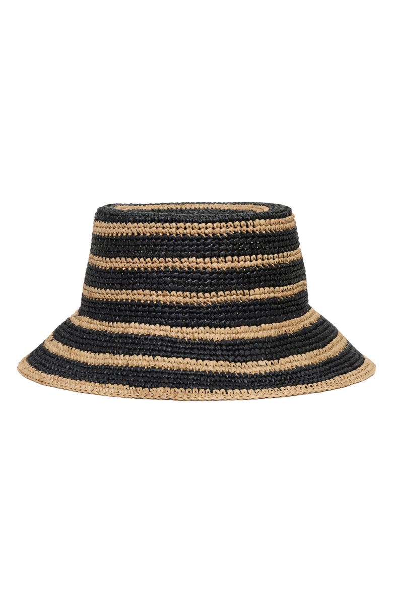 LSPACE Isadora Straw Bucket Hat, Main, color, Natural / Black