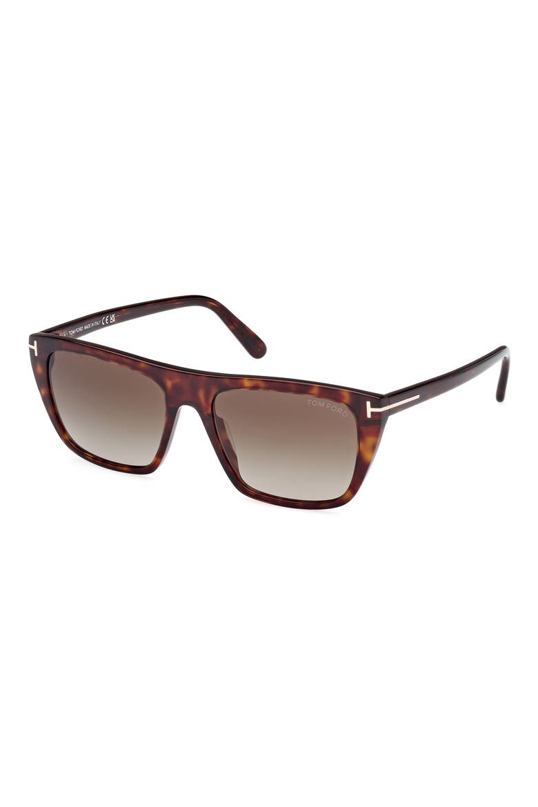 56mm Rectangular Sunglasses, Alternate, color, DARK HAVANA / GRADIENT SMOKE