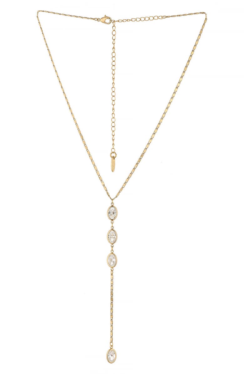 Ettika Cubic Zirconia Y-Necklace, Main, color, Gold
