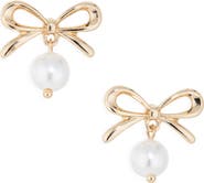 BP. Bow Faux Pearl Drop Earrings