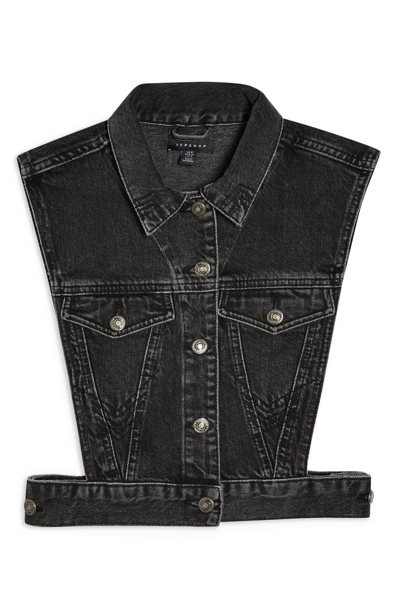 Topshop Tibet Tab Denim Vest, Alternate, color,