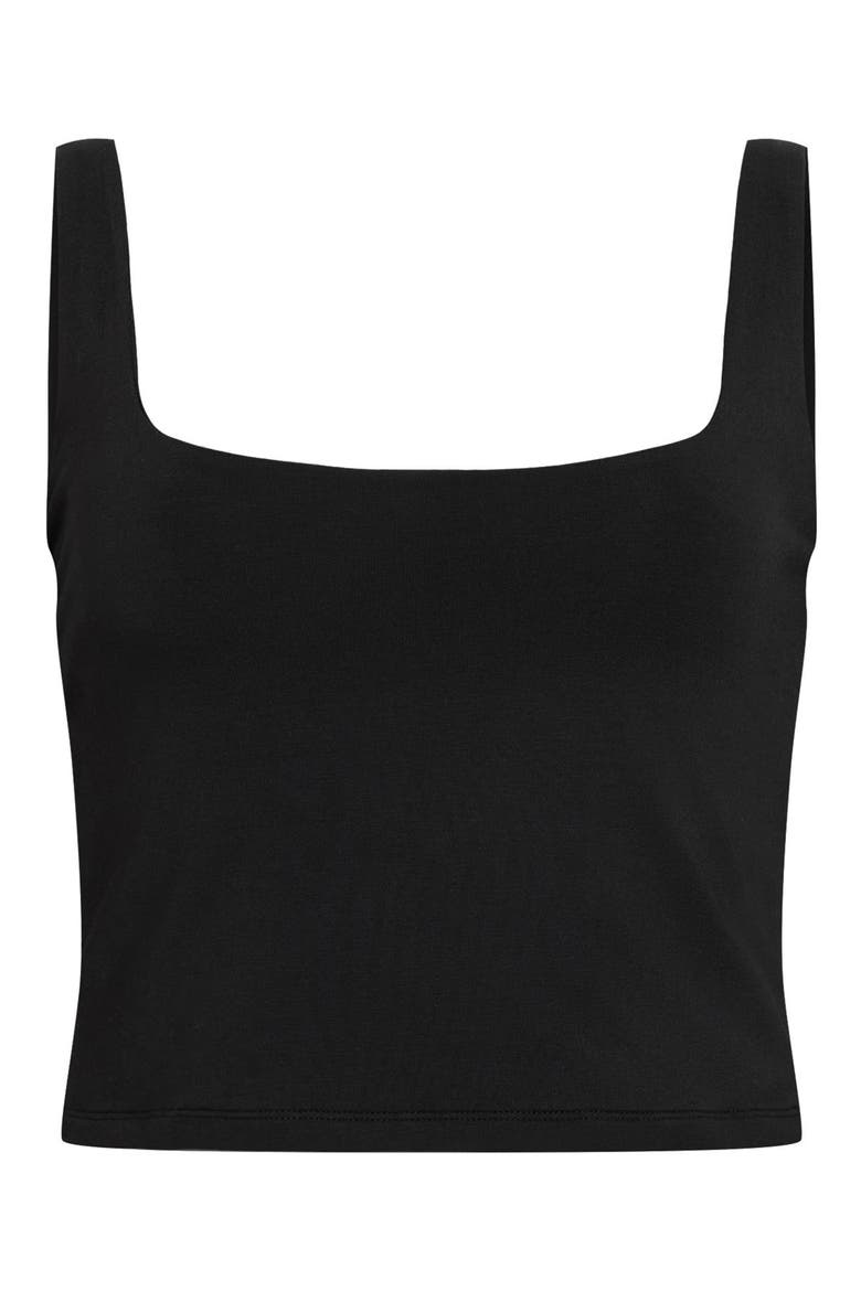 Anie Square Neck Crop Tank, Alternate, color, BLACK