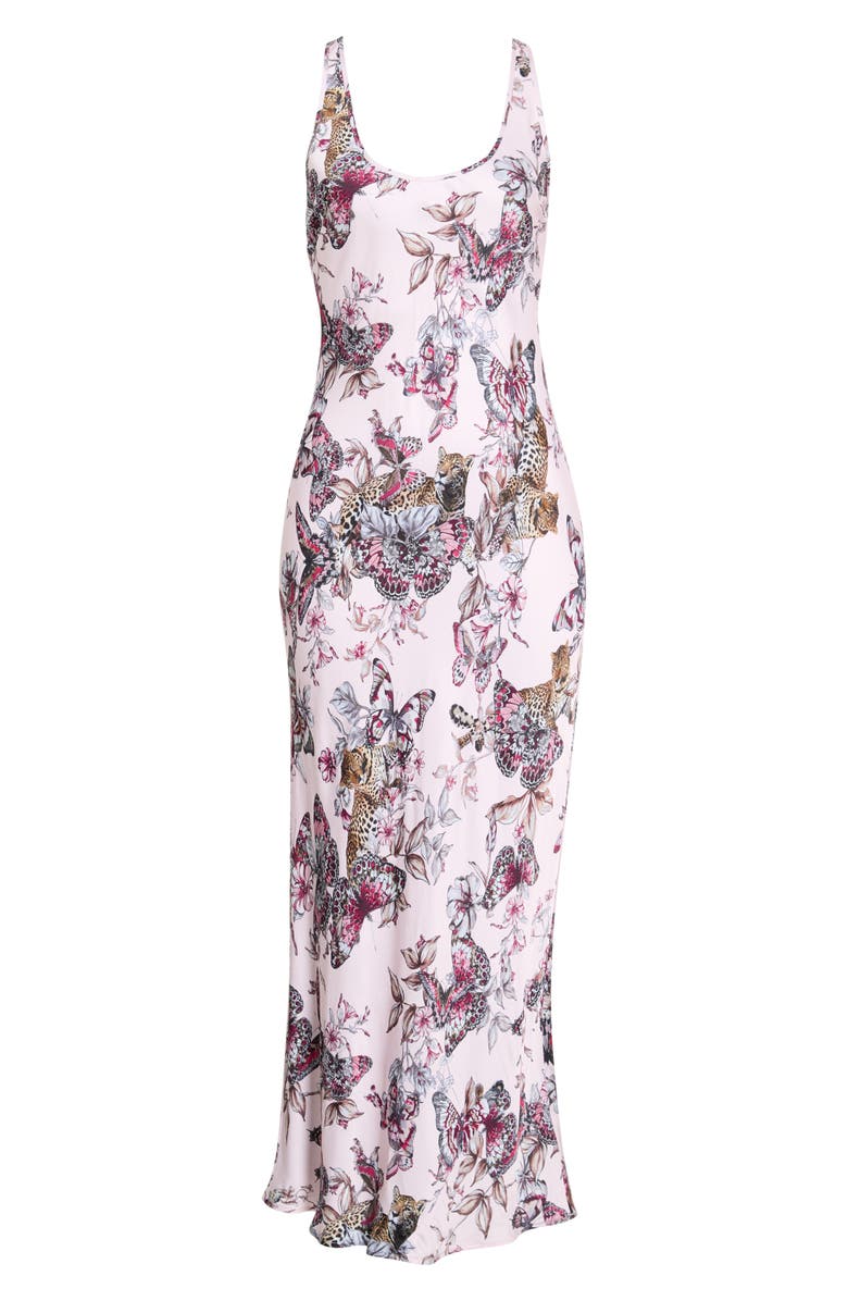 L'AGENCE Akiya Butterfly Jungle Print Satin Slipdress, Main, color, Nectar Pink Multi Butterfly