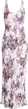 L'AGENCE Akiya Butterfly Jungle Print Satin Slipdress