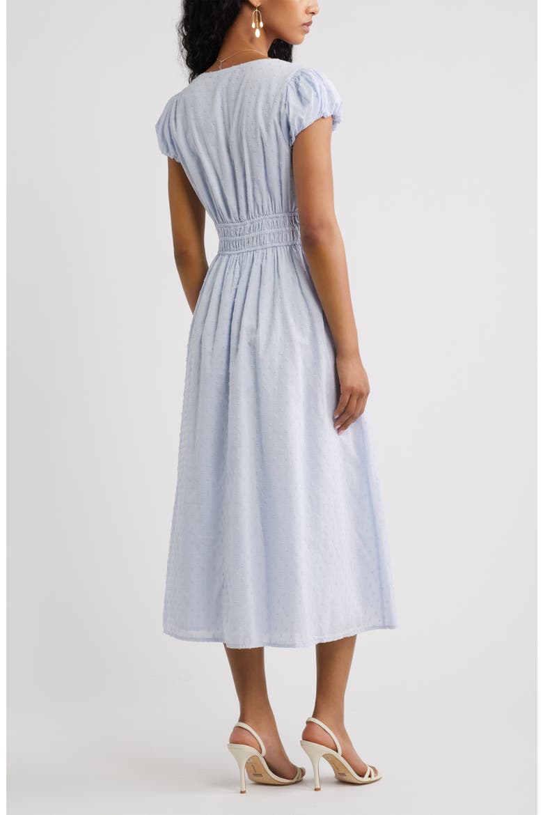 Puff Sleeve Midi Dress, Alternate, color, BLUE HALOGEN