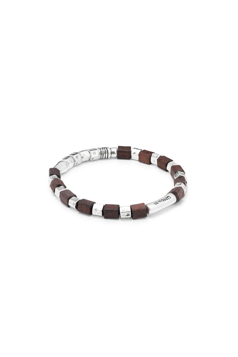 Mixed-Material Leather Bracelet, Alternate, color, Silver