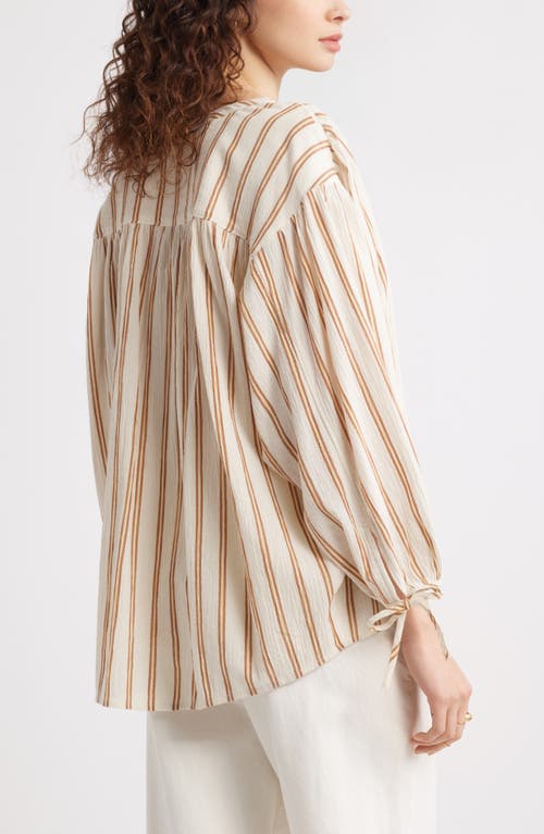Treasure & Bond Stripe Cotton Popover Shirt In Ivory- Yellow Jame Stripe