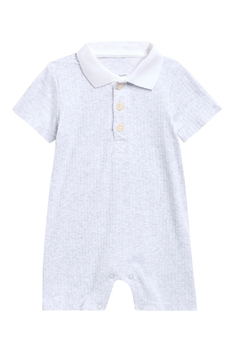 Rib Polo Romper, Main, color, GREY
