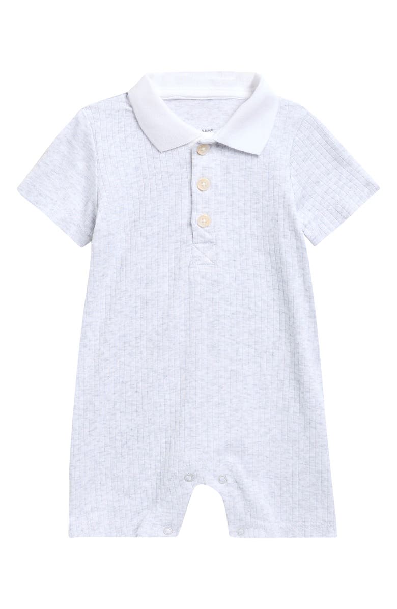 Little Me Rib Polo Romper, Main, color, Grey