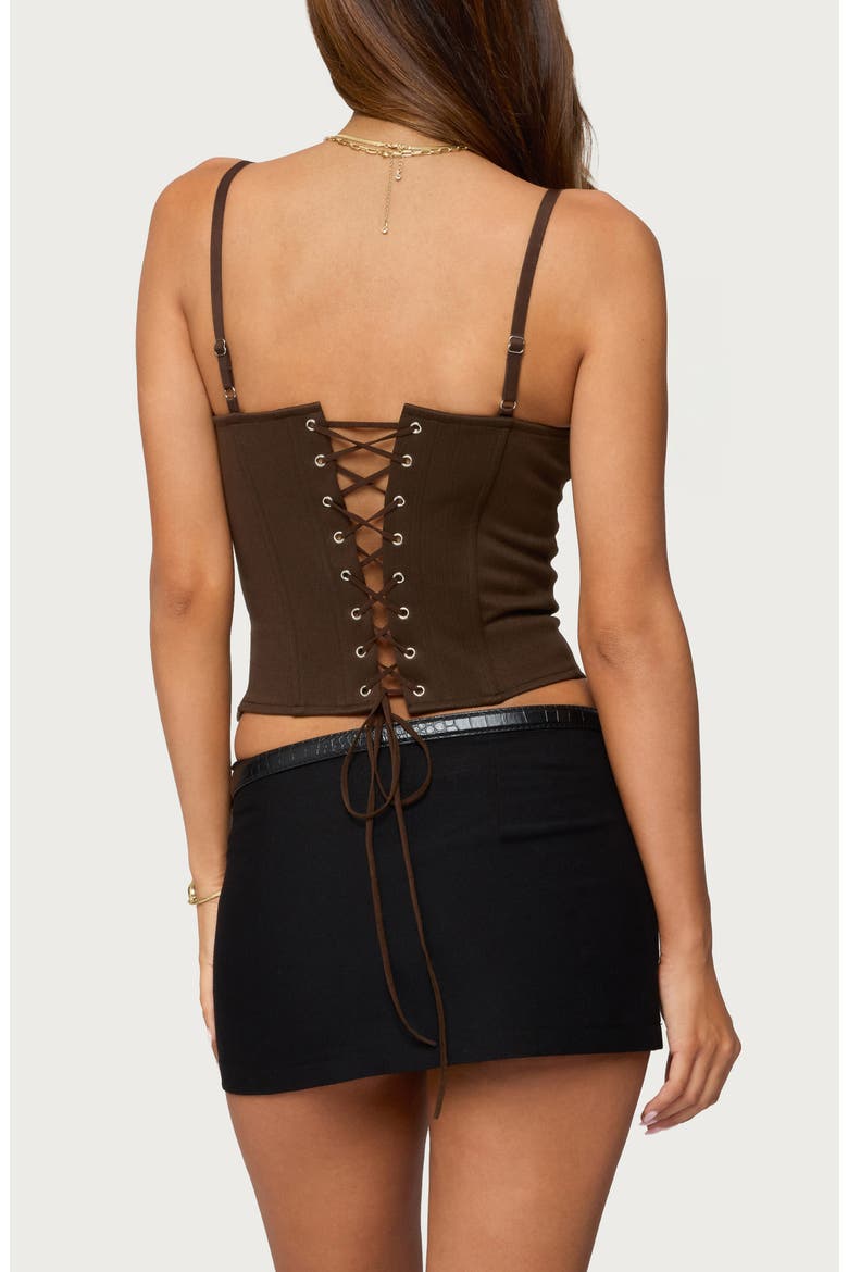 Estrella Crop Corset Top, Alternate, color, BROWN