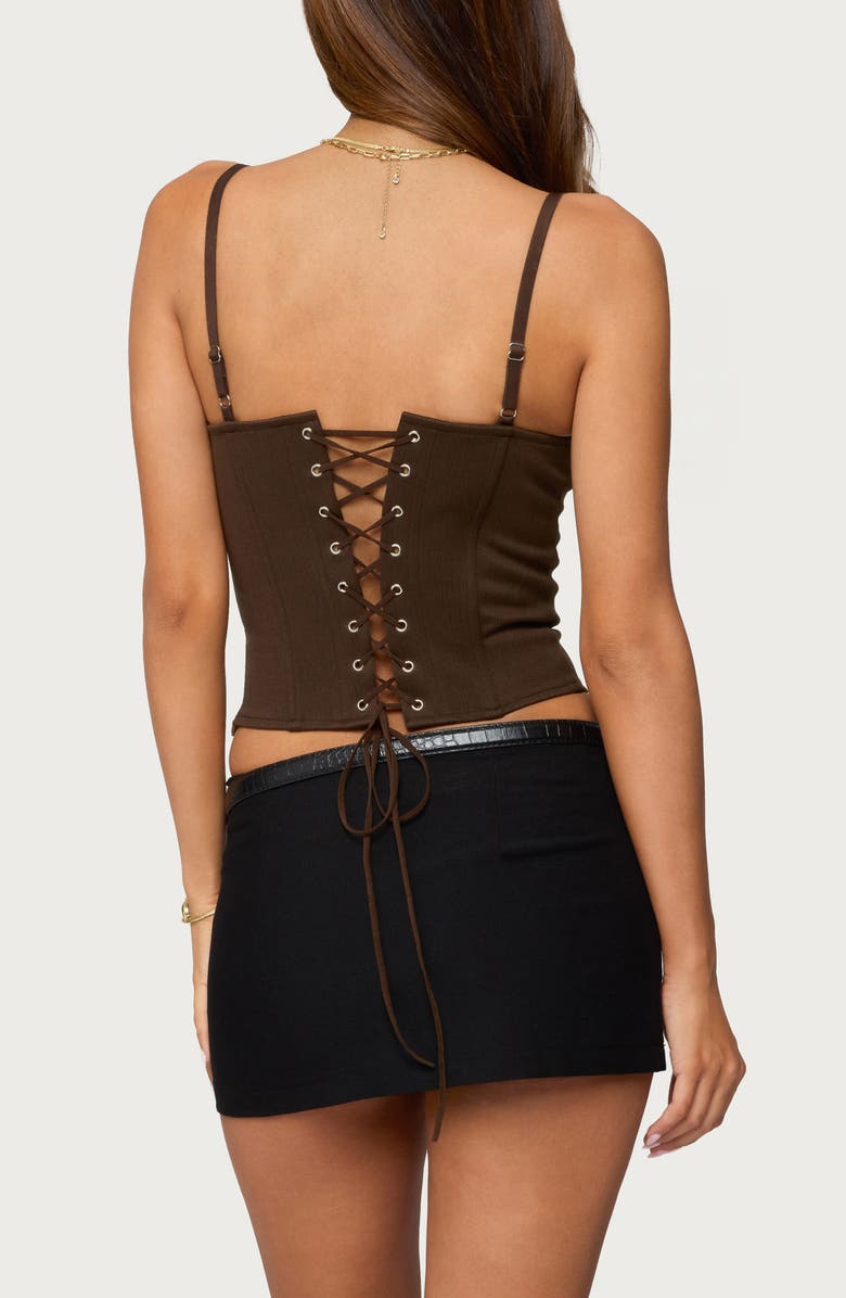 EDIKTED Estrella Crop Corset Top, Alternate, color, Brown