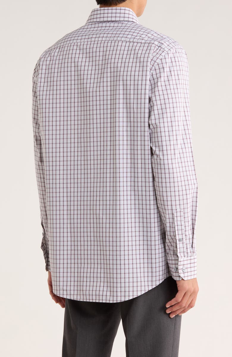 Perry Ellis Griffin Slim Fit Windowpane Check Dress Shirt, Alternate, color, Wine