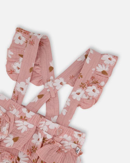 Deux Par Deux Baby Girl's Printed Muslin Short And Organic Cotton Bodysuit Set Pink And White Flower In Pink And White Flowers