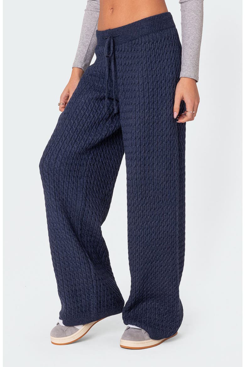 Portia Cable Knit Pants, Alternate, color, NAVY