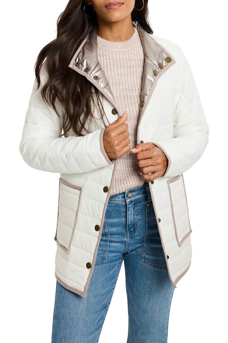 Reversible Puffer Jacket, Main, color, IVORY/ SILVER
