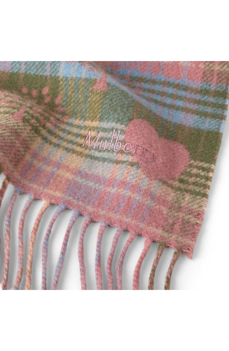 Mulberry Heritage Check & Heart Scarf, Alternate, color, Moss-Pink Scrumpy