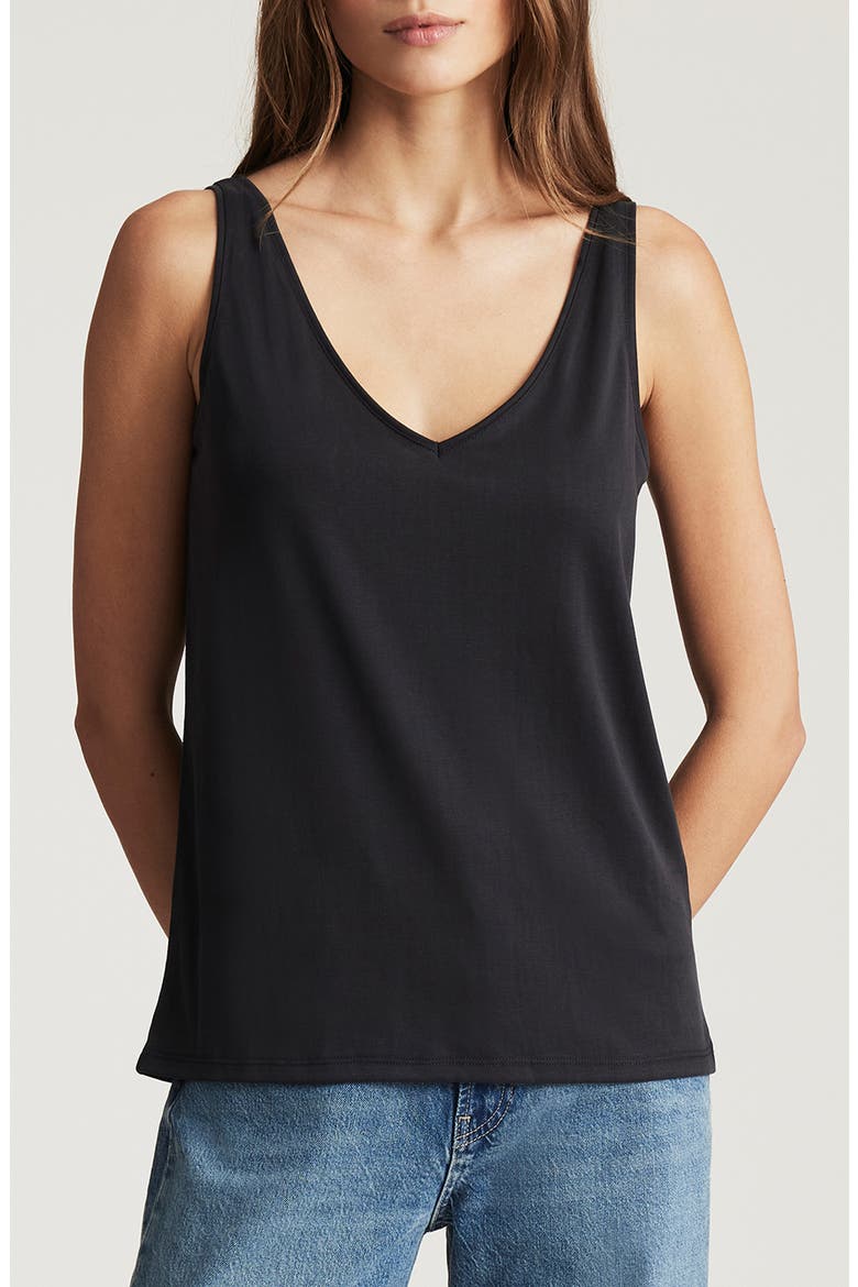 Slim Fit Lace Trim Tank, Main, color, BLACK