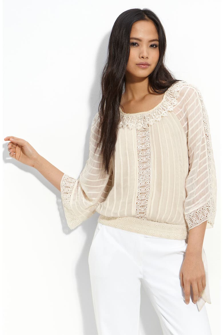 Embroidered Chiffon Blouse, Main, color, ANTIQUE IVORY