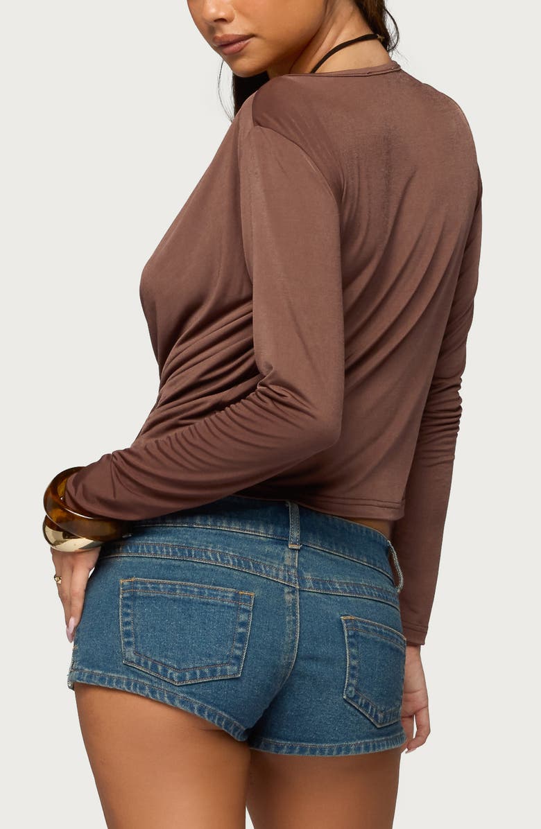 EDIKTED Draped Neck Long Sleeve Top, Alternate, color, 