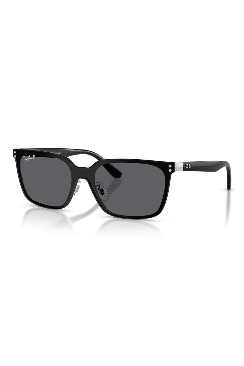 145mm Polarized Square Sunglasses, Alternate, color, SILVER / GREY POLAR