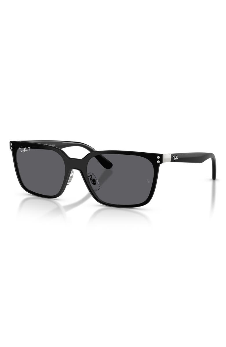 Ray-Ban 145mm Polarized Square Sunglasses, Alternate, color, Silver / Grey Polar