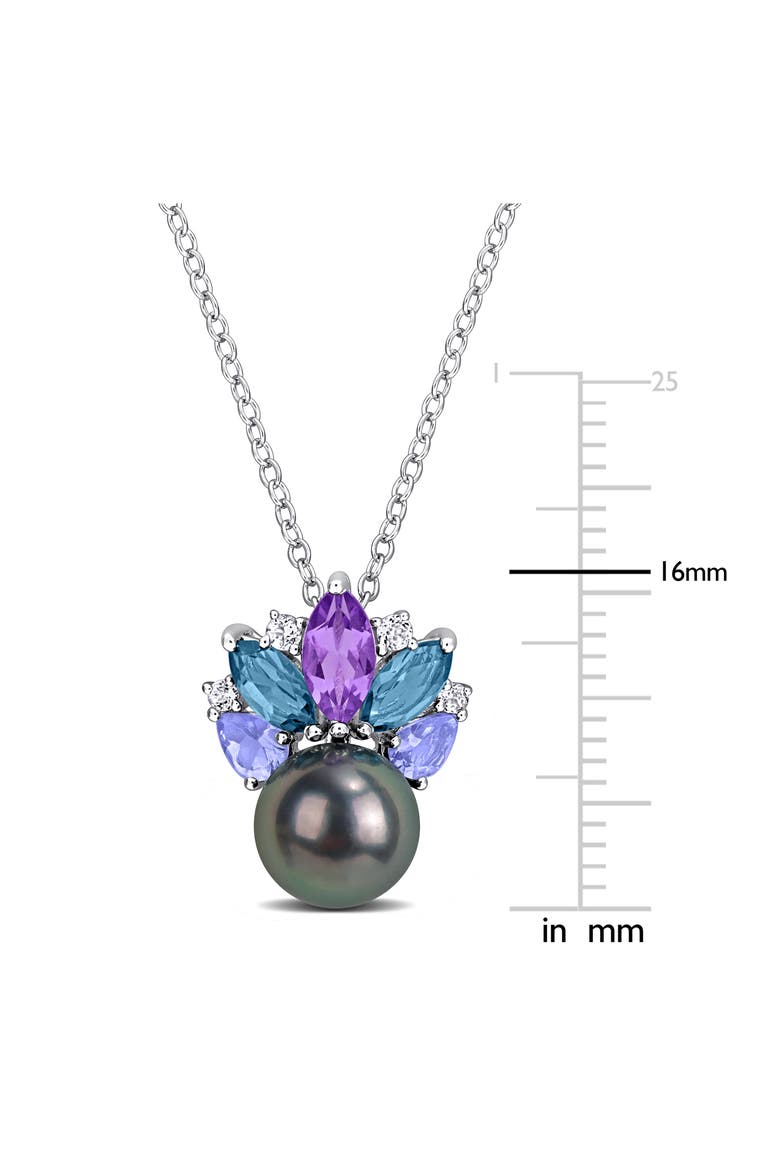 8-8.5mm Cultured Tahitian Pearl Pendant Necklace, Alternate, color, SILVER MULTI