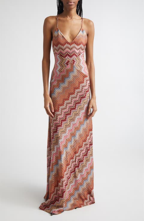 Snakeskin Zigzag Raschel Knit Dress