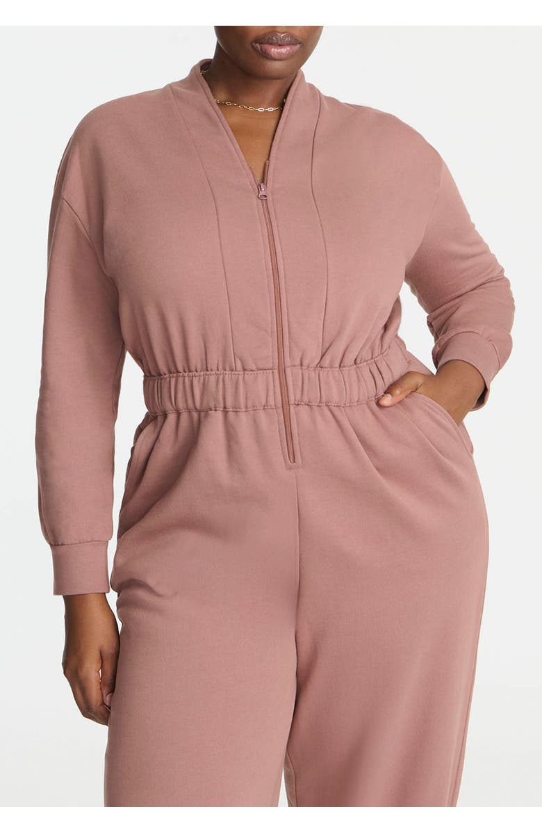 ELOQUII Elements Knit Jumpsuit, Alternate, color, Cognac