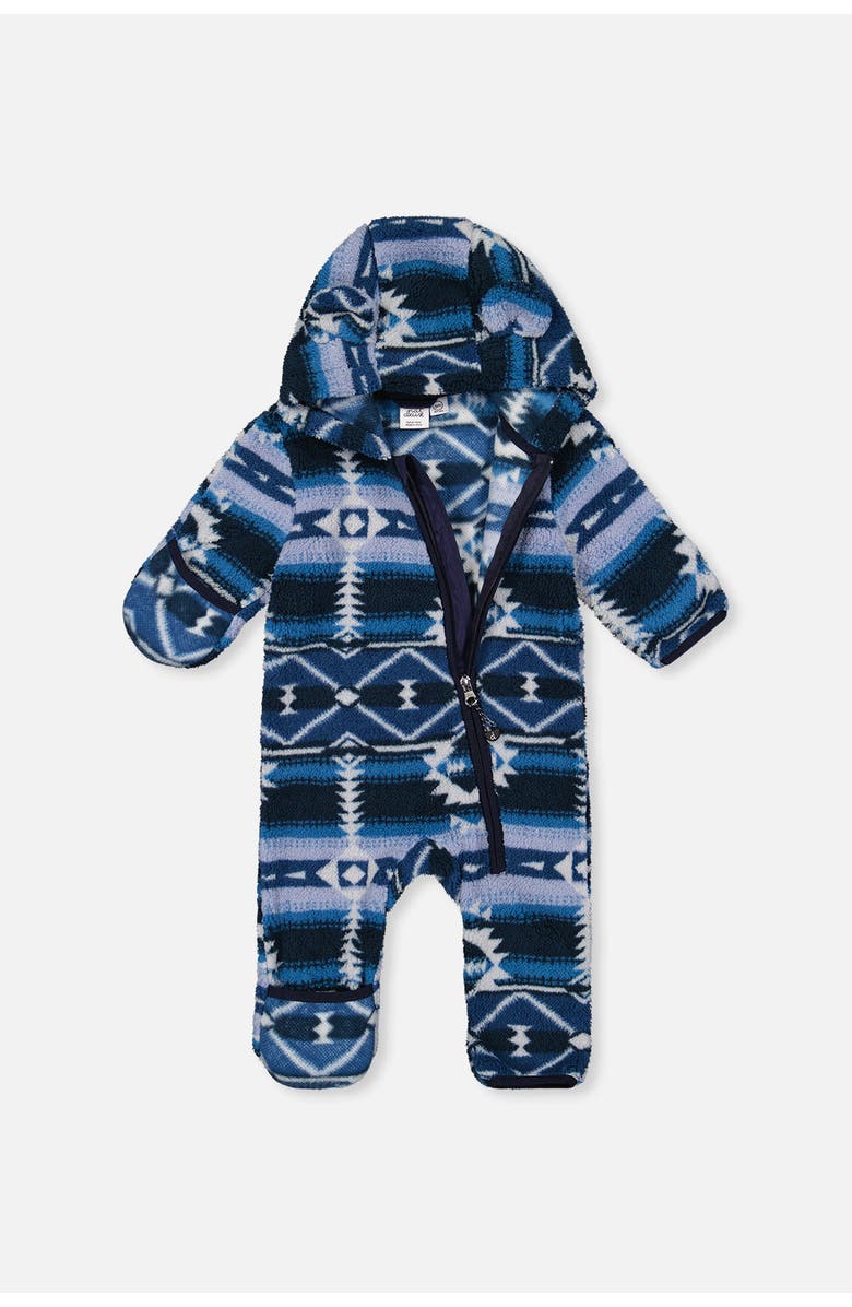 Deux par Deux Mid-Season Plush Animal Ear Hood Asymmetrical Zip One-Piece Outerwear, Alternate, color,