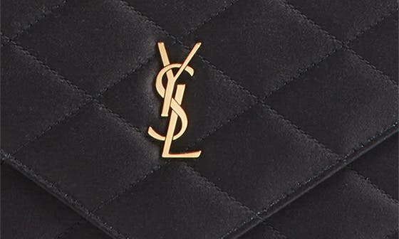 Женские кошельки Saint Laurent Paris Diamond Quilted Satin Wallet on a Chain — фото 6