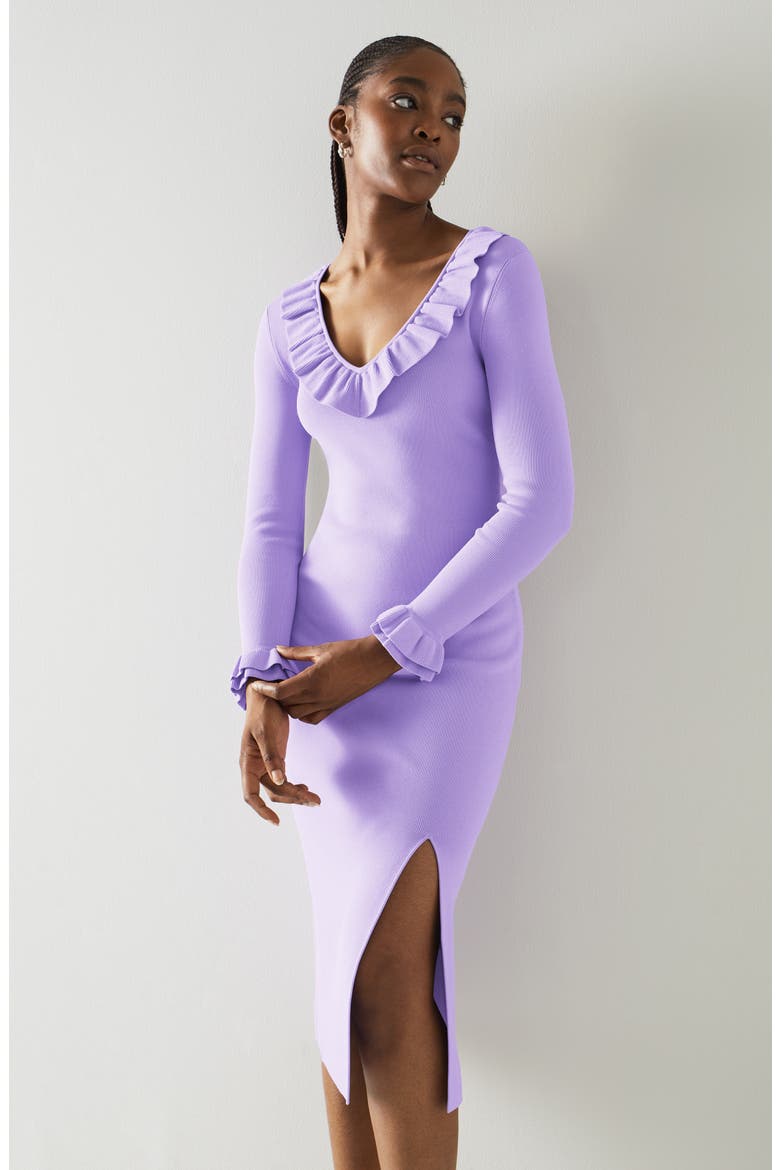 Grace Long Sleeve Rib Knit Dress, Alternate, color, VIOLET