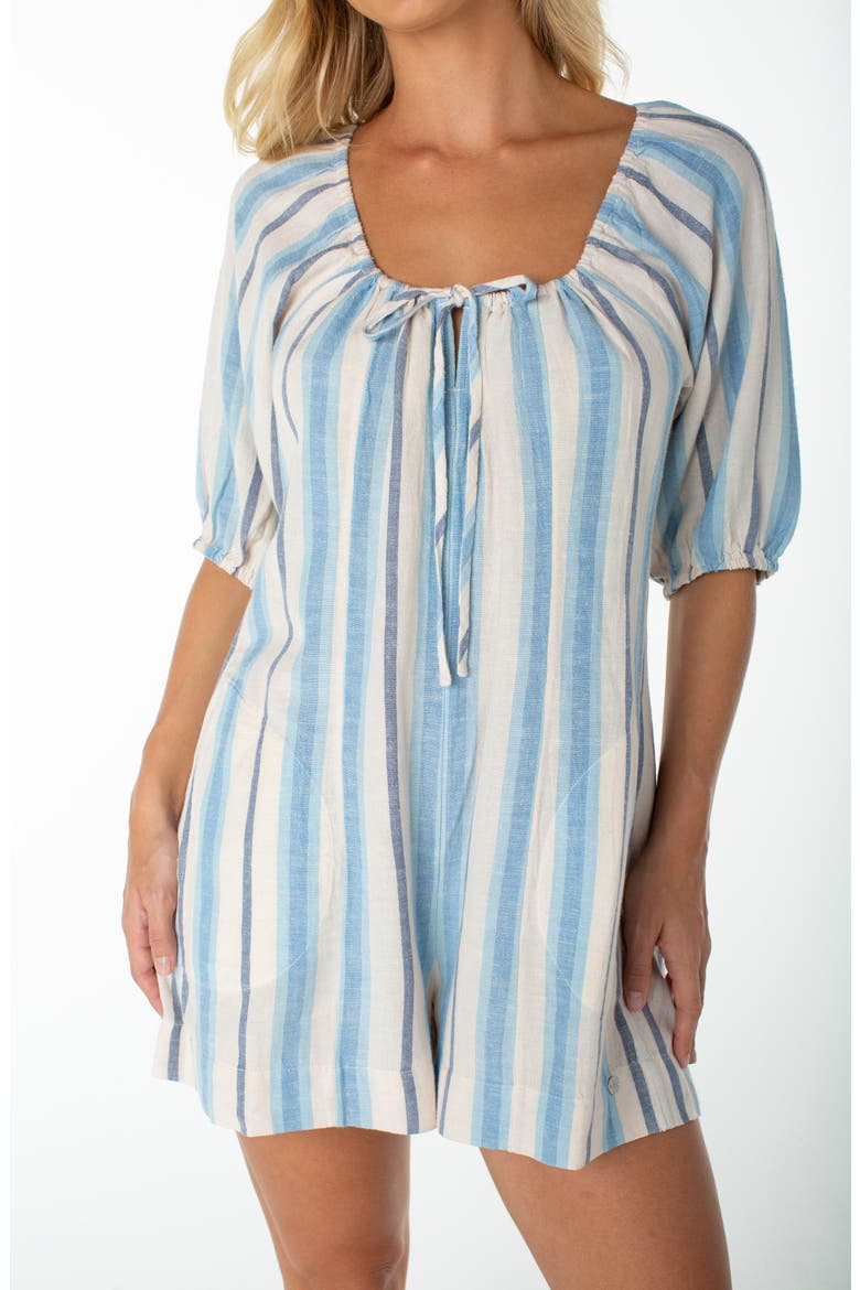 Pacific Cove Striped Romper, Alternate, color, CERULEAN