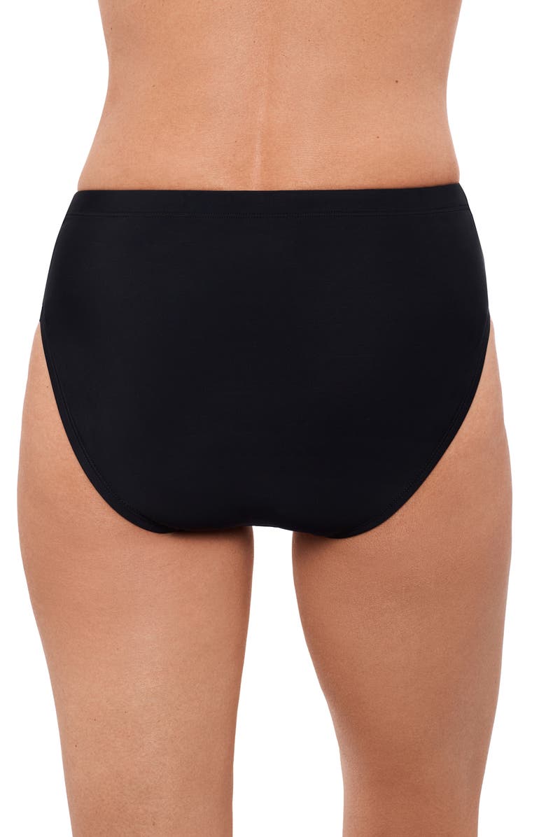 Aqua Green Mid Rise Tummy Control Brief Swimsuit Bottom, Alternate, color, Black