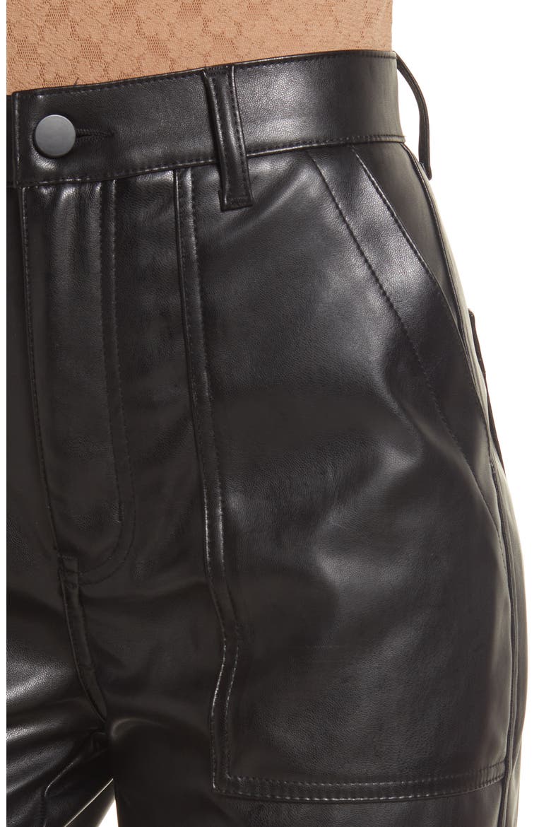 Tapered Leg Faux Leather Pants, Alternate, color, BLACK