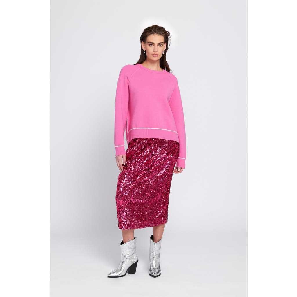 Elle Collection Knit Sweatshirt Pullover In Pink