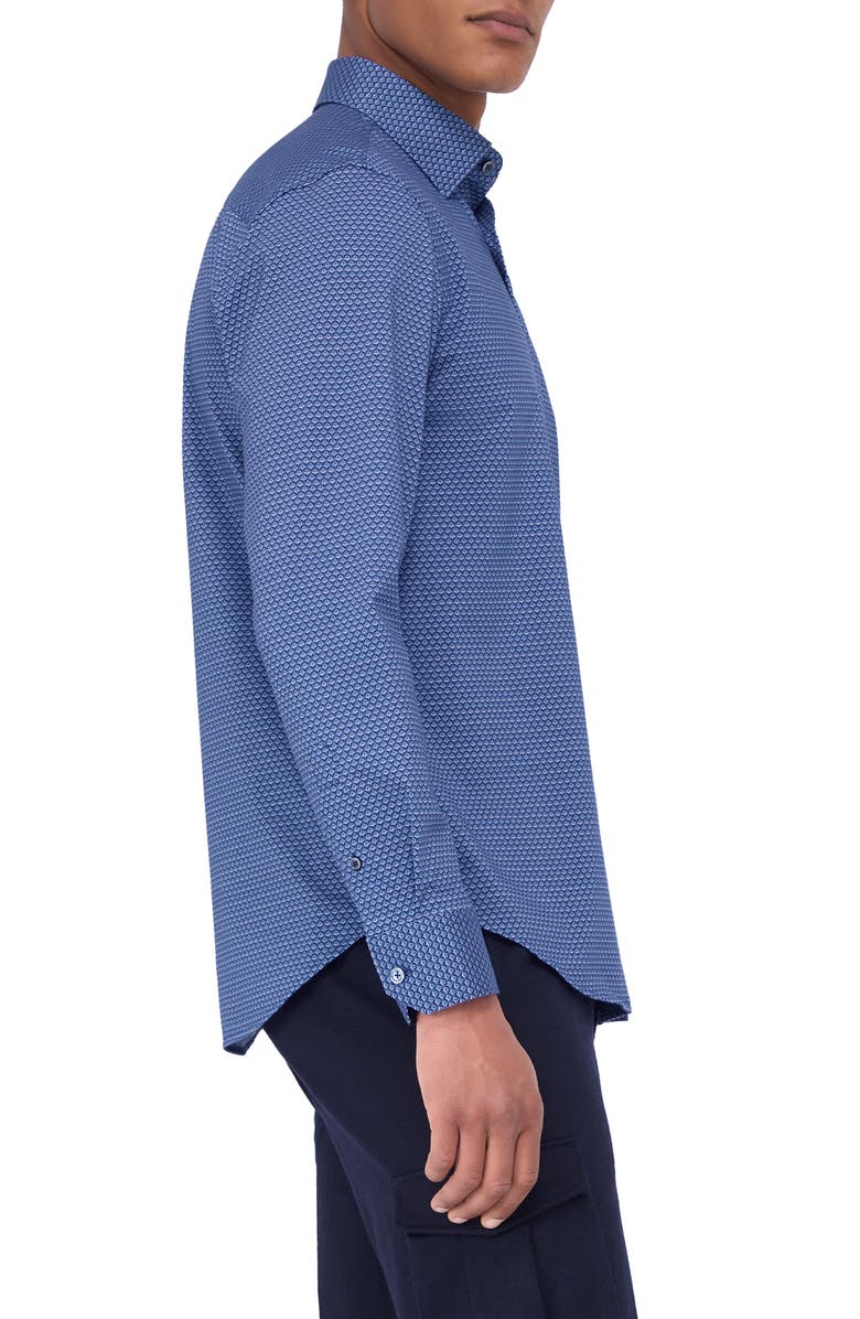Bugatchi Jules OoohCotton<sup>®</sup> Abstract Print Button-Up Shirt, Alternate, color, Night Blue