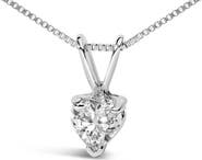 Haus of Brilliance 14K White Gold 1/4 Cttw 3-Prong Set Heart Shaped Solitaire Lab Grown Diamond 18" Pendant Necklace