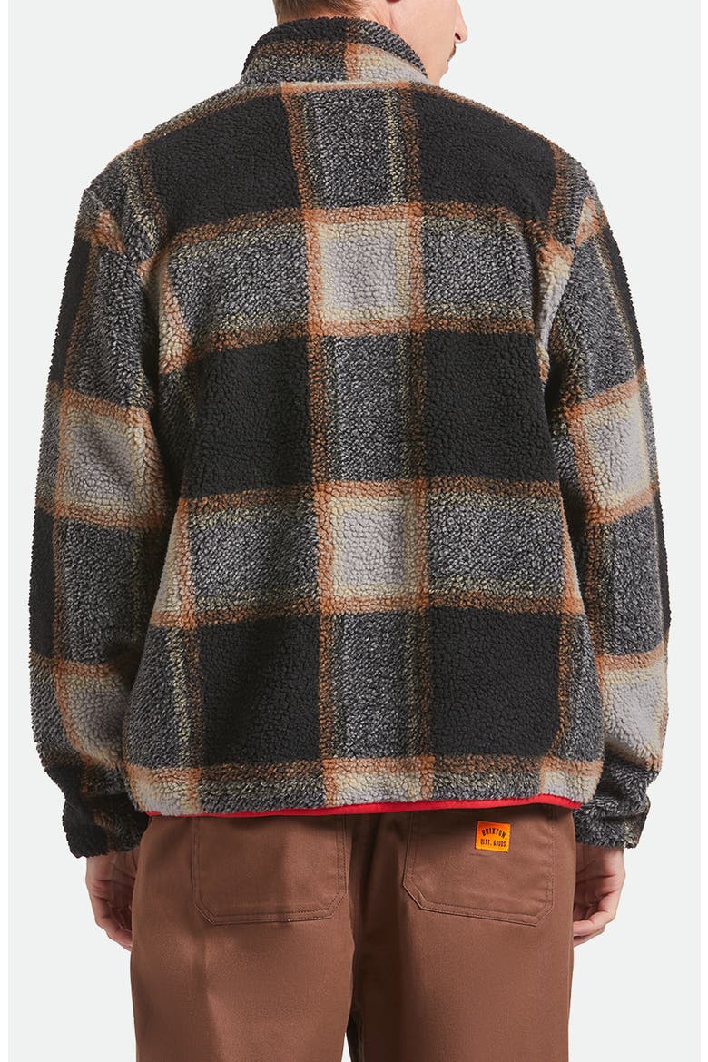 Buffalo Plaid Fleece Zip-Up Jacket, Alternate, color, BLACK/ CREAM