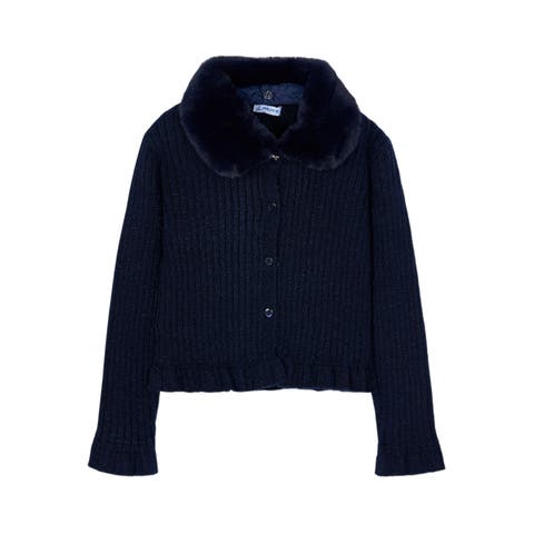 Cardigan with Faux Fur Collar (Toddler, Little Kid & Big Kid)