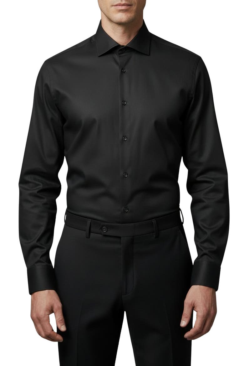 Stretch Cotton Dress Shirt, Main, color, BLACK