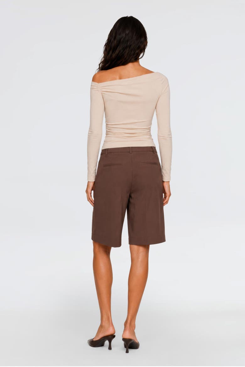 Lune Asymmetric Off-Shoulder Long Sleeve Stretch Top, Alternate, color, Ecru
